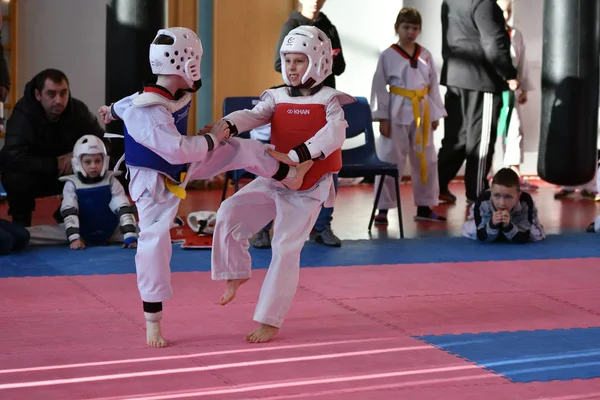 Orenburg Rusia Januari 2018 Anak Anak Berkompetisi Taekwondo Pada Championship — Stok Foto