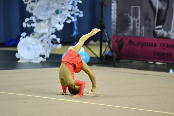 Orenburg Russland November 2017 Jahr Mädchen Rhythmischen Turnen Auf Der — Stockfoto