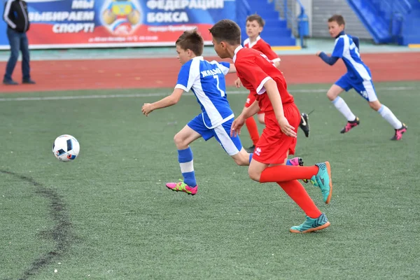 Orenburg Ryssland Maj 2017 Pojkarna Spelar Fotboll Preliminära Spel Fotbollsfestival — Stockfoto