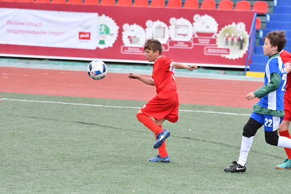 Orenburg Russie Mai 2017 Année Les Garçons Jouent Football Dans — Photo