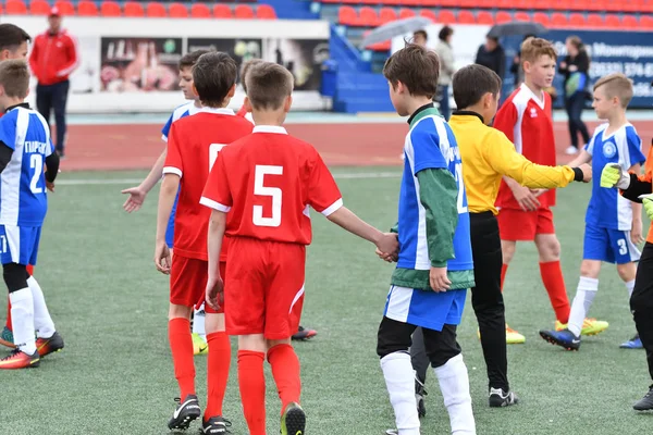 Orenburg Rusko Května Roku 2017 Chlapci Hrají Fotbal Předběžném Hry — Stock fotografie