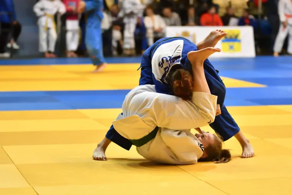 Orenburg Rusia Octubre 2017 Las Niñas Compiten Judo Torneo Judo —  Fotos de Stock