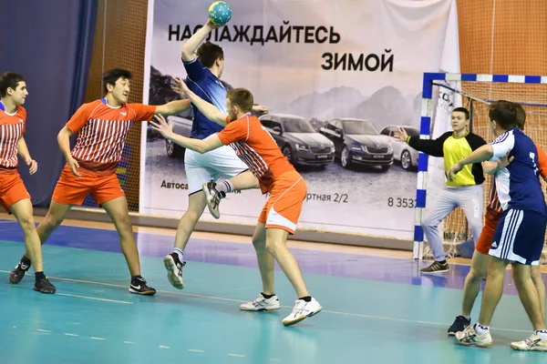 Orenburg Russia February12 2018 Year Boys Play Handball International Handball — Stock Photo, Image