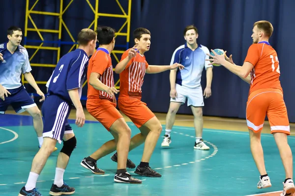 Orenburg Rússia Fevereiro 2018 Ano Meninos Jogam Handebol Torneio Internacional — Fotografia de Stock