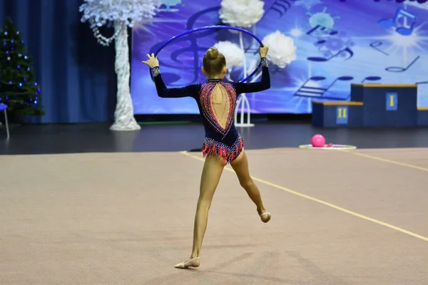 Orenburg Russia Novembre 2017 Anno Ragazze Gareggiano Nella Ginnastica Ritmica — Foto Stock