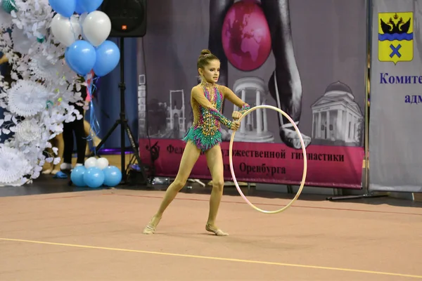 Orenburg Rússia Novembro 2017 Ano Meninas Competem Ginástica Rítmica Campeonato — Fotografia de Stock