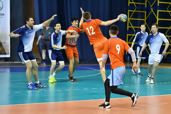 Orenburg Rússia Fevereiro 2018 Ano Meninos Jogam Handebol Torneio Internacional — Fotografia de Stock