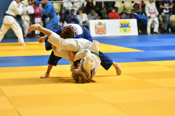 Orenburg Russia Ottobre 2017 Ragazze Gareggiano Nel Judo Torneo Judo — Foto Stock