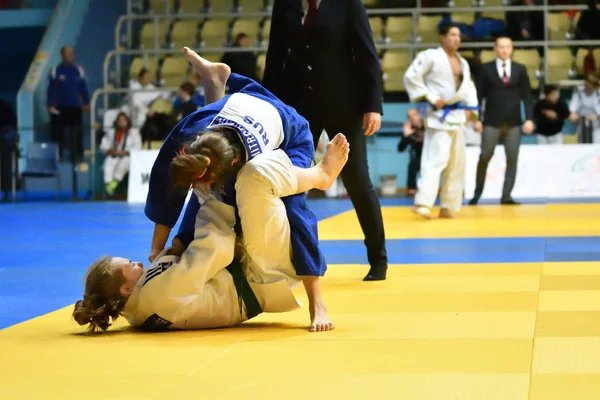 Orenburg Russia Ottobre 2017 Ragazze Gareggiano Nel Judo Torneo Judo — Foto Stock