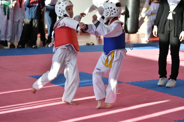 Orenburg Oroszország Január 2018 Years Kids Competin Taekwondo Championship School — Stock Fotó