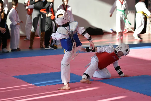 Orenburg Oroszország Január 2018 Years Kids Competin Taekwondo Championship School — Stock Fotó