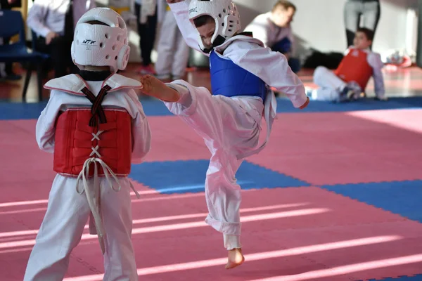 Orenburg Russland Januar 2018 Die Kinder Messen Sich Taekwondo Der — Stockfoto