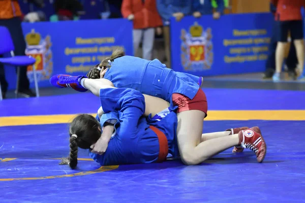 Orenburg Rússia Fevereiro 2019 Competições Meninas Autodefesa Sem Armas Campeonato — Fotografia de Stock