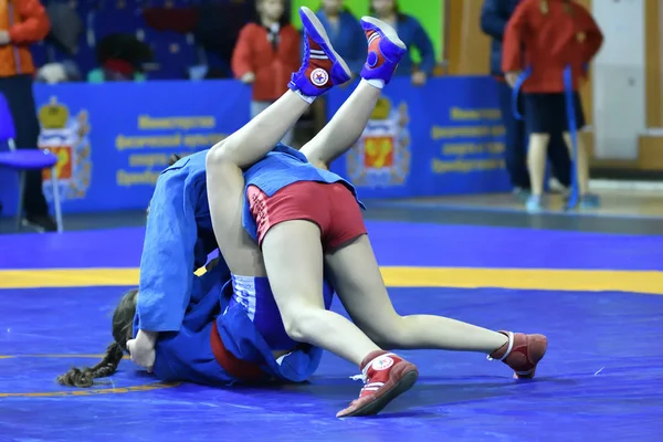Orenburg Rússia Fevereiro 2019 Competições Meninas Autodefesa Sem Armas Campeonato — Fotografia de Stock