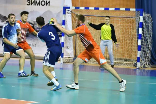 Orenburg Rússia Fevereiro 2018 Ano Meninos Jogam Handebol Torneio Internacional — Fotografia de Stock