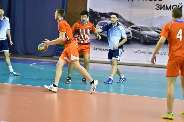 Orenburg Rússia Fevereiro 2018 Ano Meninos Jogam Handebol Torneio Internacional — Fotografia de Stock