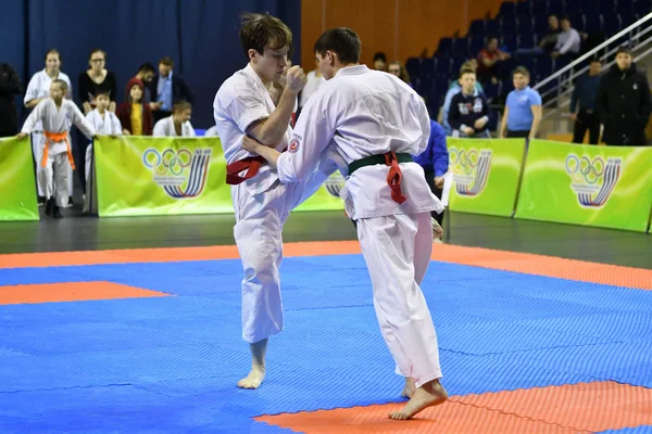 Orenburg Rusland Maart 2017 Jaar Jongens Nemen Deel Aan Karate — Stockfoto