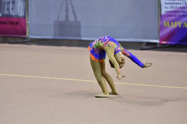 Orenburg Russia Novembre 2017 Anno Ragazze Gareggiano Nella Ginnastica Ritmica — Foto Stock