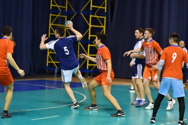 Orenburg, Rusya Federasyonu - 11-13 Şubat 2018 yıl: Hentbol oynayın çocuklar