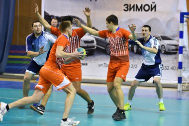 Orenburg, Rusya Federasyonu - 11-13 Şubat 2018 yıl: Hentbol oynayın çocuklar