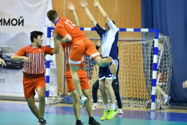 Orenburg, Rusya Federasyonu - 11-13 Şubat 2018 yıl: Hentbol oynayın çocuklar