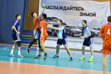 Orenburg, Rusya Federasyonu - 11-13 Şubat 2018 yıl: Hentbol oynayın çocuklar