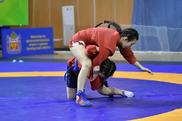 Orenburg, Russia - February 16, 2019: girls competitions Sambo — Stock Photo, Image