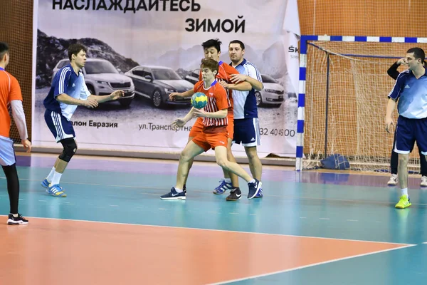 Orenburg, Russia - 11-13 February 2018 year: boys play in handball — Stock Photo, Image
