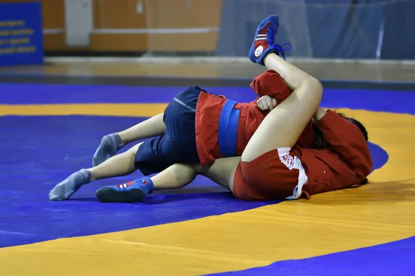 Orenburg, Rusland - 16 februari 2019: meisjes wedstrijden Sambo — Stockfoto