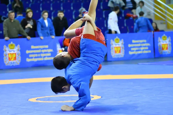 Orenburg, Federacja Rosyjska - 16 lutego 2019: Chłopców zawody Sambo — Zdjęcie stockowe