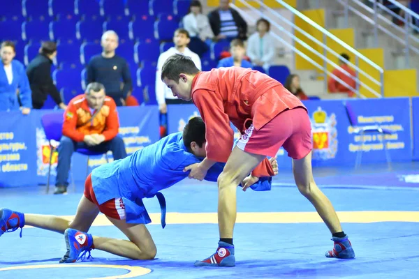 Orenburg, Federacja Rosyjska - 16 lutego 2019: Chłopców zawody Sambo — Zdjęcie stockowe