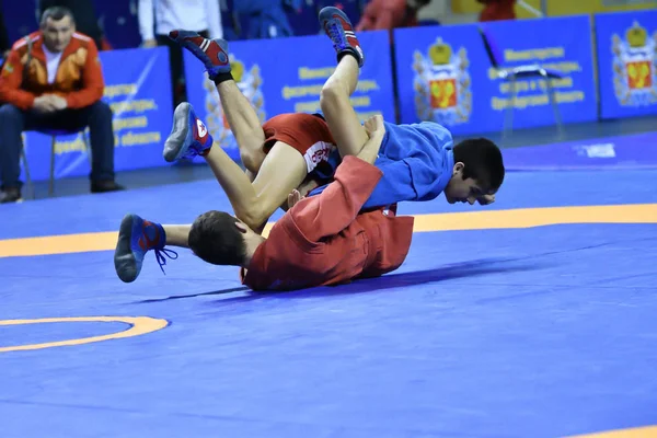 Orenburg, russland - 16. februar 2019: jungs wettbewerbe sambo — Stockfoto