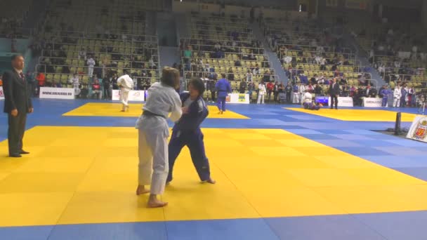 Orenburg Rusia Octubre 2017 Las Niñas Compiten Judo Torneo Judo — Vídeos de Stock