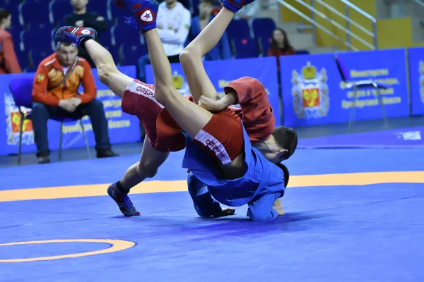 Orenburg, Federacja Rosyjska - 16 lutego 2019: Chłopców zawody Sambo — Zdjęcie stockowe