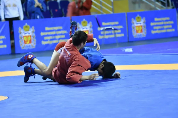 Orenburg, Rússia - 16 de fevereiro de 2019: Competições de meninos Sambo — Fotografia de Stock