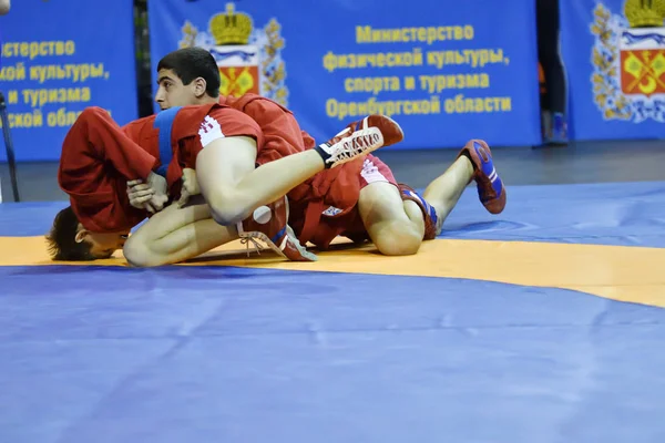 Orenburg, Federacja Rosyjska - 16 lutego 2019: Chłopców zawody Sambo — Zdjęcie stockowe