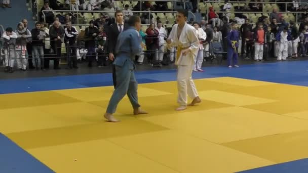 Orenburg Rússia Fevereiro 2016 Meninos Competem Judô Campeonato Região Orenburg — Vídeo de Stock