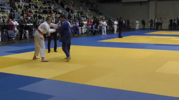 Orenburg Rusia Febrero 2016 Los Niños Compiten Judo Campeonato Región — Vídeos de Stock