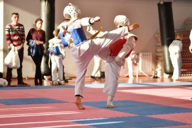 Orenburg, Rusya Federasyonu - 27 Ocak 2018 yıl: çocuklar Taekwondo rekabet