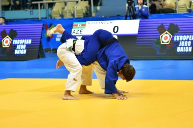 Orenburg, Rusya Federasyonu - Mayıs 12-13 yıl 2018: Boys rekabet Judo