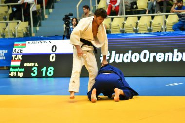 Orenburg, Rusya Federasyonu - Mayıs 12-13 yıl 2018: Boys rekabet Judo