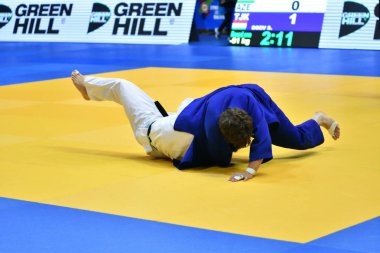 Orenburg, Rusya Federasyonu - Mayıs 12-13 yıl 2018: Boys rekabet Judo