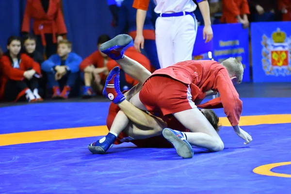 Orenburg, Rusia - 16 de febrero de 2019: Concursos para niños Sambo —  Fotos de Stock