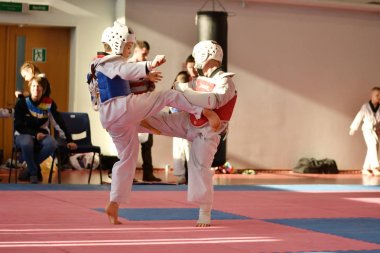 Orenburg, Rusya Federasyonu - 27 Ocak 2018 yıl: çocuklar Taekwondo rekabet