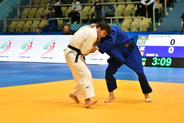 Orenburg, Rusya Federasyonu - Mayıs 12-13 yıl 2018: Boys rekabet Judo