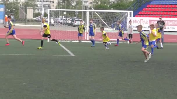 Orenburg Russia June 2019 Year Boys Play Football Preliminary Games — Stock Video