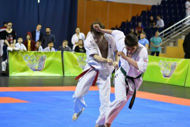 Orenburg, Rusya Federasyonu - 5 Şubat 2017 yıl: Boys rekabet içinde karate 