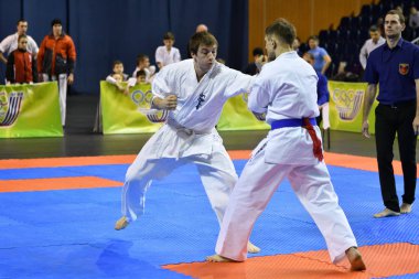 Orenburg, Rusya Federasyonu - 5 Şubat 2017 yıl: Boys rekabet içinde karate 