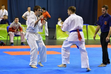 Orenburg, Rusya Federasyonu - 5 Şubat 2017 yıl: Boys rekabet içinde karate 