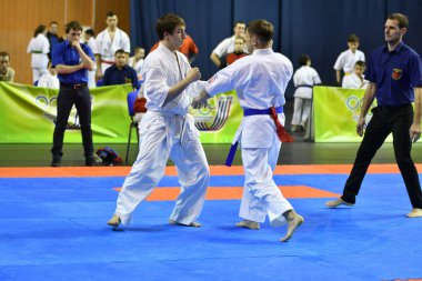 Orenburg, Rusya Federasyonu - 5 Şubat 2017 yıl: Boys rekabet içinde karate 
